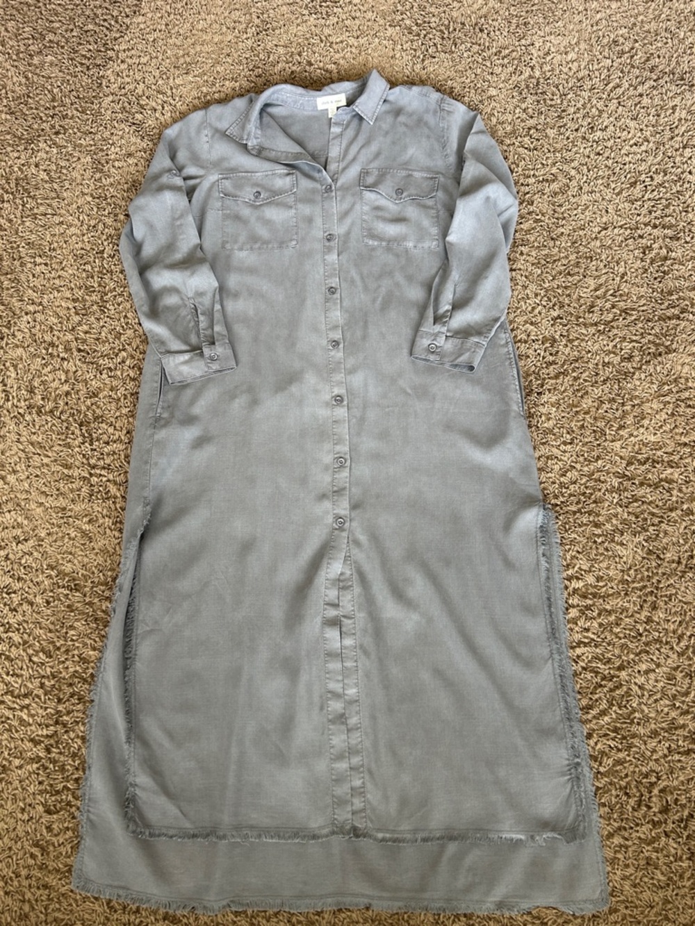 cloth & stone Light Gray Maxi Shirt Dress